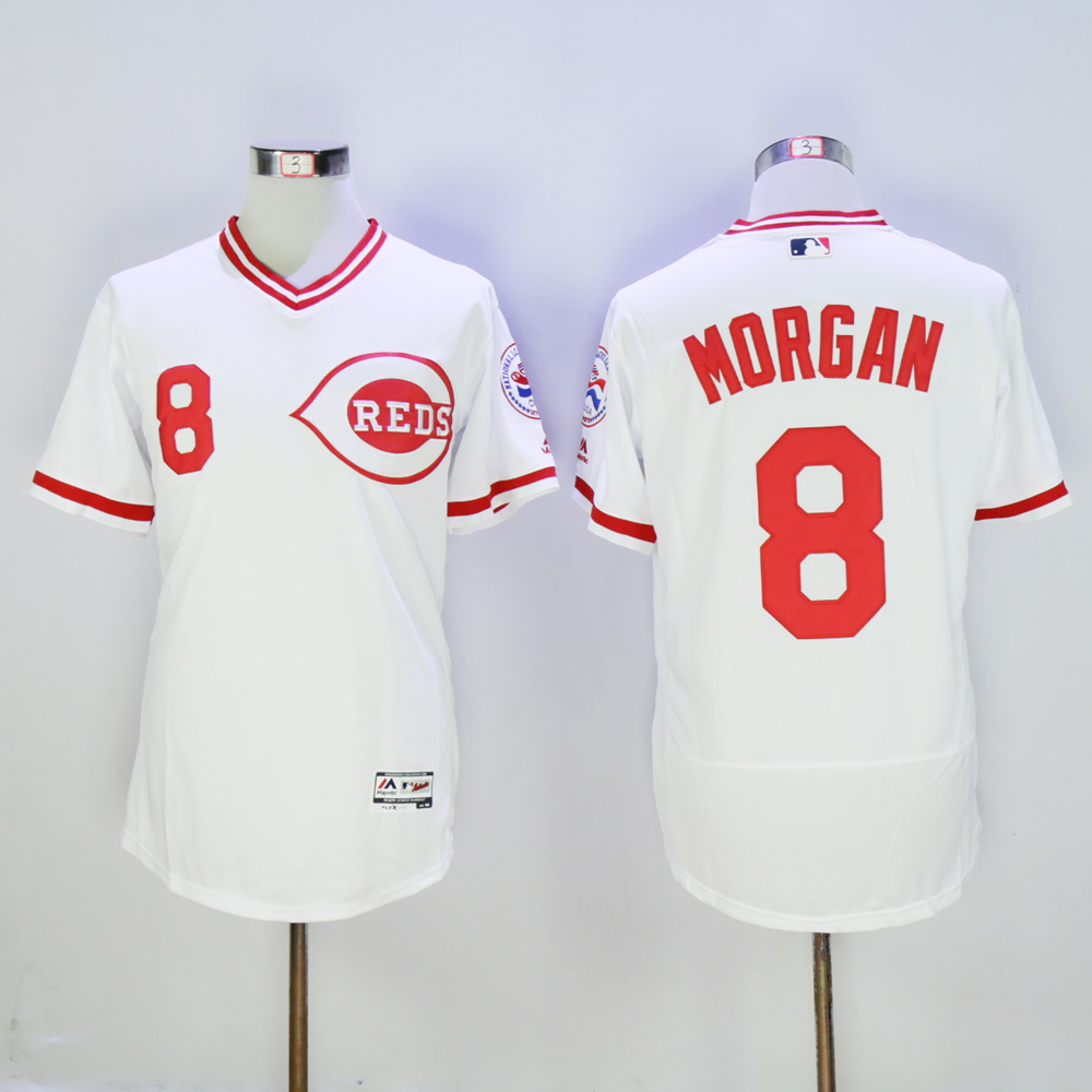 Men MLB Cincinnati Reds #8 Morgan white throwback 1976 jerseys->cincinnati reds->MLB Jersey